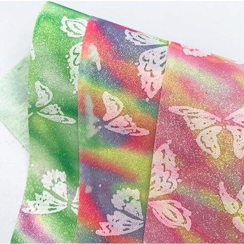 3 Sheets Butterfly PU Leatherette Sewing Fabric Faux Leather DIY Craft Brooch Bow Earring Making Material Wholesale A4