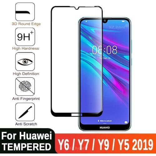 3D For Huawei Y6 2019 Tempered Glass Full Cover Protective Safety Film Screen Protector On Y6 Prime Y7 Pro Y5 Y9 Y 5 6 7 9 2019