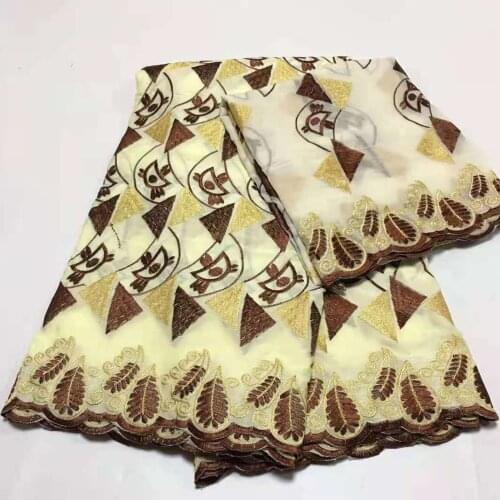 5+2Yards Embroidery Pure Cotton Swiss Voile Lace Fabric 2021 Latest High Quality French Brocade Sewing Tissu African Brode Coton