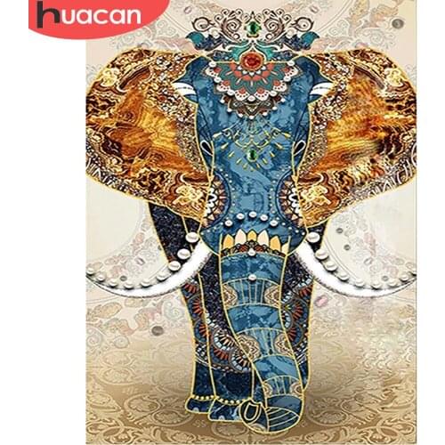 HUACAN 5D Diamond Painting Cross Stitch Elephant Full Square Diamond Embroidery Animal Rhinestone Picture Home Decoration
