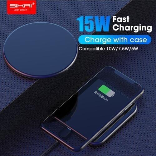 SIKAI 15W 10W Qi Wireless Charger 7.5W 5W for iPhone 11 X/XS Max XR 8 Plus Wireless Charging Pad for Samsung S9 S10+ Note 9 8