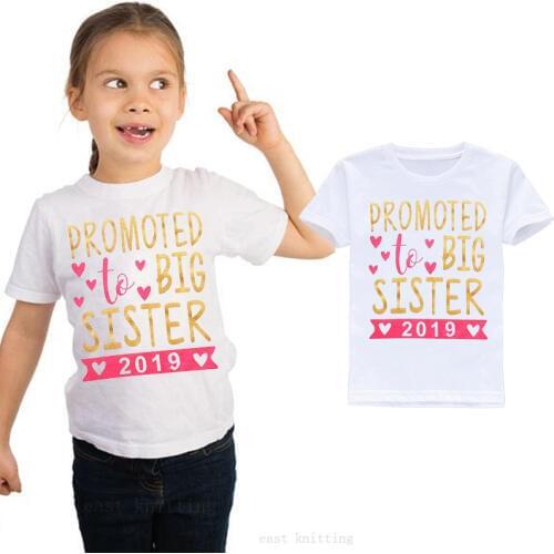 Summer Letter Promoted to Big Sisters 2019 Print Kids Baby Girls Short Sleeve T-shirt Tees Toddler Tshirts Tops Clothes 1-11T