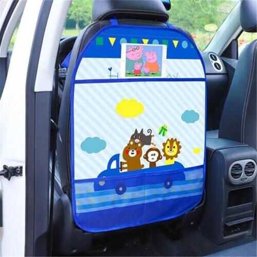 Baby Cartoon Car Seat Back Protector Car Organizer Tablet Stand Hanging Bag Car Storage Holder Kick Mat Baby Care Accessories