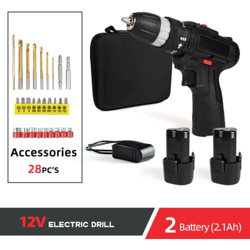 DIY Electric screwdriver Wireless Power Driver Cordless drill 12V Electric Tools prostormer Impact Hammer drill