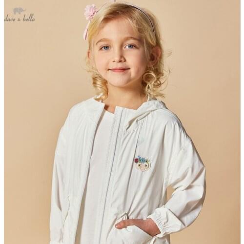 DKY17918 dave bella summer kids girls fashion 5Y-13Y cartoon pockets coat cute children tops high quality outerwear