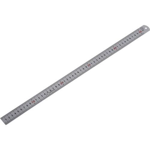Double Side Scale Stainless Steel Straight Ruler Measuring Tool 50cm