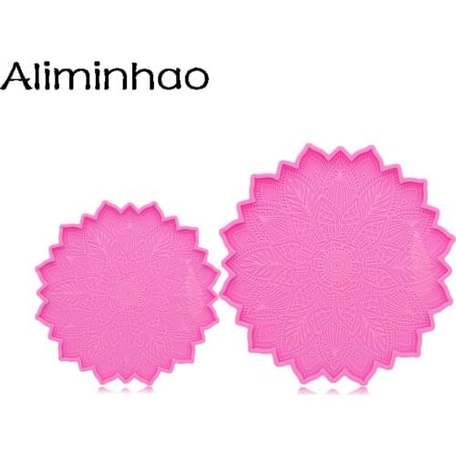 DY1194 6.5inch/8.5inch Flower Coaster Silicone Mold, DIY Crafting Mold Epoxy and Resin Craft Molds, Geode Coaster Agate