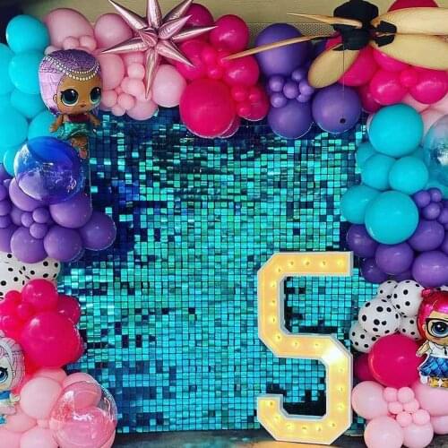 Light Blue Mirror Square Shimmer Wall Sequin Background Wind Active panel backdrop Gender Reveal Baby Shower Boy Birthday Party