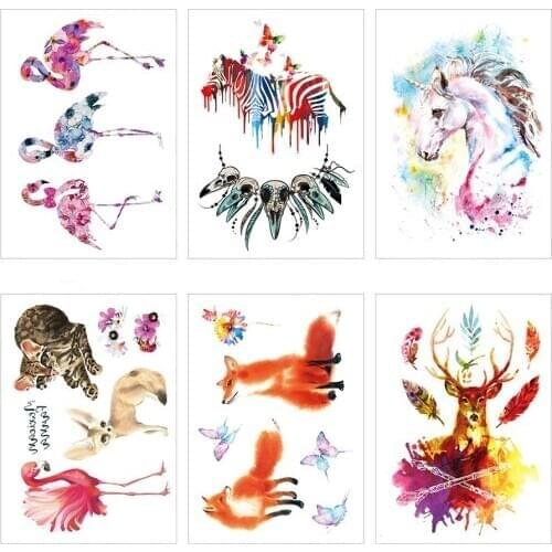 Hot selling 21 x 15cm cool horse color deer waterproof hot hot Temporary Tattoo Sticker