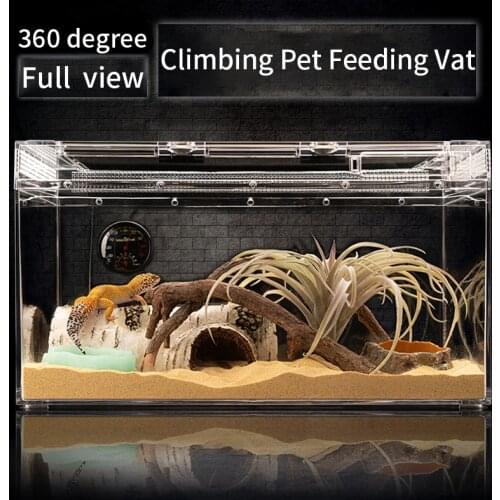 HOWHI Reptile Crystal Glass Terrarium Crawling Pet Horned Frog Spider Scorpion, Mane Lion Gecko Snake and Beetle Pet Terrarium