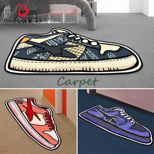 Bubble Kiss Creative Shoe-Shaped Carpet Color Printed Living Room Area Rugs Customized Childrens Bedside Floor Anti Slip Mats