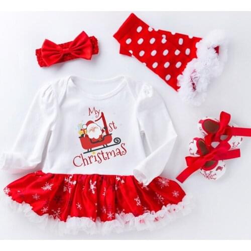 My First Christmas New 2021 Newborn Baby Girls Clothes Baby Santa Rompers Dress Set Christmas Party Costume ropa bebe Clothing