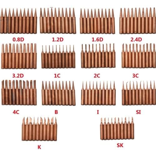 10pcs/lot 900M-T-IS pure copper iron tip For HAKKO SAIKE ATTEN AOYUE KADA YIHUA Soldering Rework Station Iron Tsui