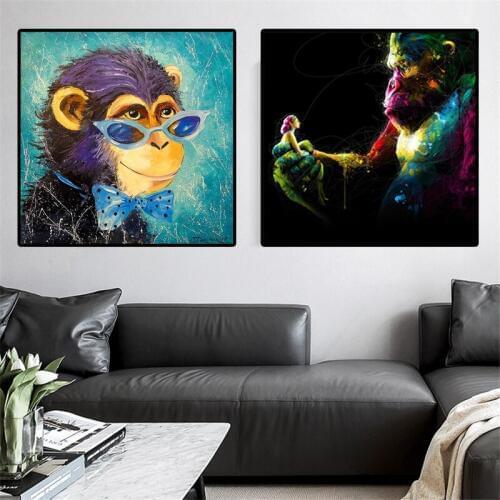 Wall Art Pictures and Prints Monkey Gorilla Animal Graffit Abstract Canvas Painting Posters for Living Room Modern Home Decora