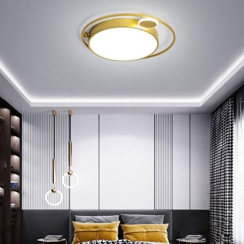 Nordic Gold Round LED Decorative Lamp of Ceiling for Bedroom Living Dining Room Salon Kitchen Hallway Night Indoor Light Fixture