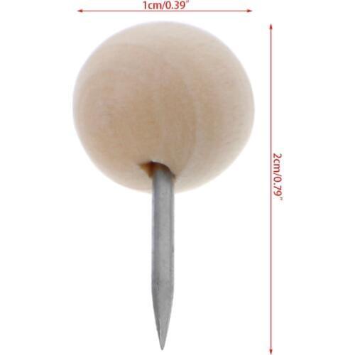2020 New 60 Pcs Round Wooden Thumbtack Creative Decorative Drawing Push Pins Wood Head