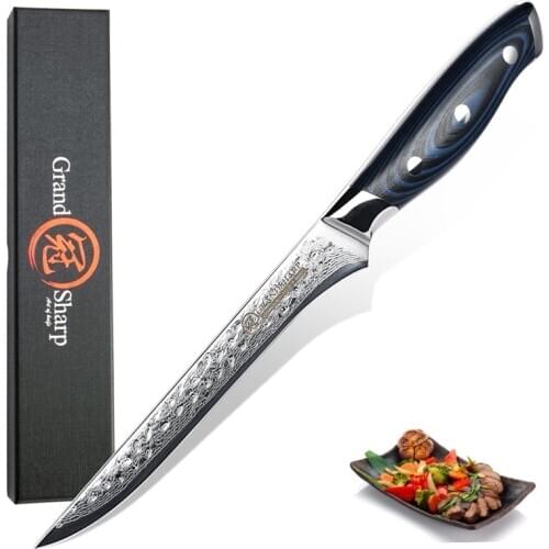 5.9 Inch Damascus Kitchen Knife Boning Knife Japanese vg10 Kitchen Knives Filleting Slicing Cooking Tools Gift Box GRANDSHARP