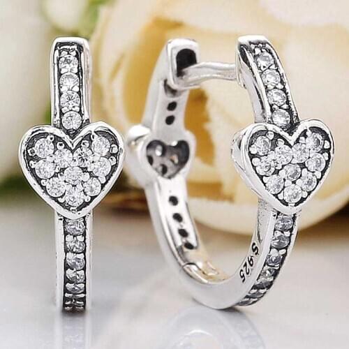 Original AlluEarring Hearts With Crystal Studs Earring For Women 925 Sterling Silver Earring Wedding Gift Jewelry