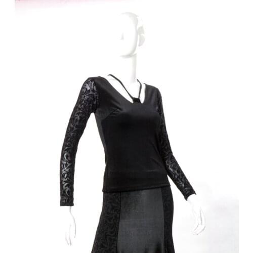 Ballroom Sexy modern U-neck long sleeves Latin dance clothing top for women/female/lady New fashion costume performance wears