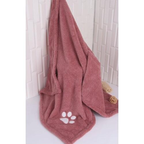 Pet Cat / Dog Drying Towel Bathrobe Paw Embroidered Rose Color