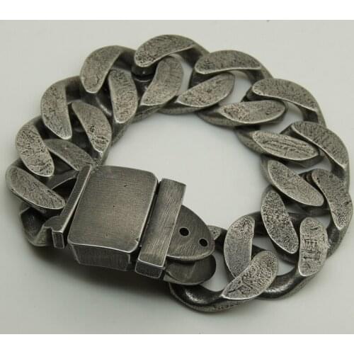 2.4cm width cool men/boy simple vintage design cowboy punk belt buckle heavy stainless steel chain bracelet 3size match