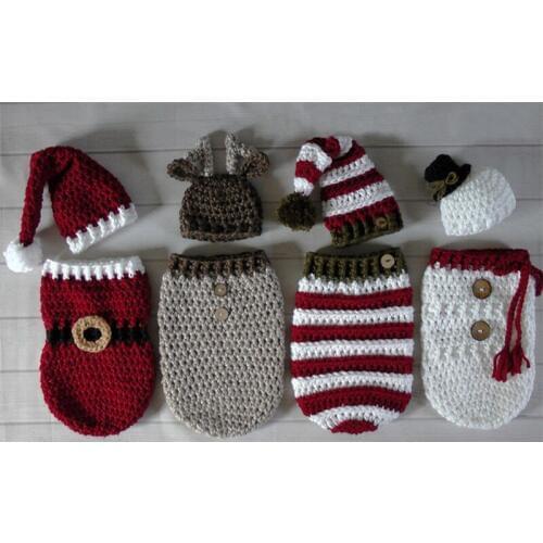 Props Newborn Christmas Knitted Outfits Baby Pom Pom Hat And Wraps New Born Photography Props Toddler Beanie Baby Photo Outfits