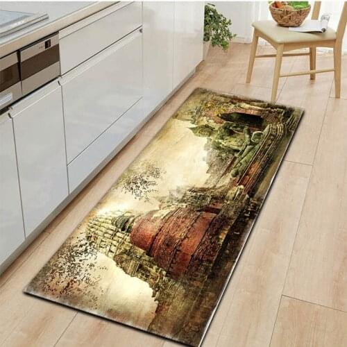Retro Building Statue Home Kitchen Mat Bathroom Anti-Slip Rug Entrance Doormat Bedroom Floor Decoration Living Room Long Carpet