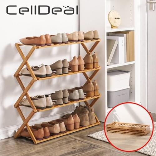 CellDeal 3/4/5/6 Layers Bamboo Shoe Cabinets Foldable Shoe Rack Shelf Home Organizer Holder Shoes Storage Rack Shoe Shelf