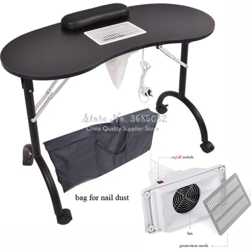 29%,Manicure desk with vacuum cleaner Nail Art Table Spa Beauty Salon Equipment For Nails Foldable Nail Table+Storage bag