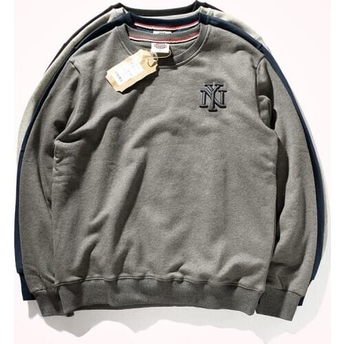 2020 Autumn Terry Hoodies Mens O-neck Letter Patch Embroidery Simple and Versatile Slim Long Sleeve Bottom Sports Top Pullover