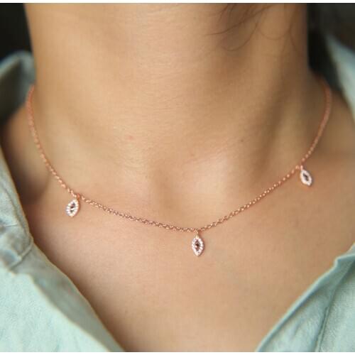 Three colors lovely cz evil eye charm necklace 100% 925 sterling silver choker elegant women gift fashion jewelry chocker