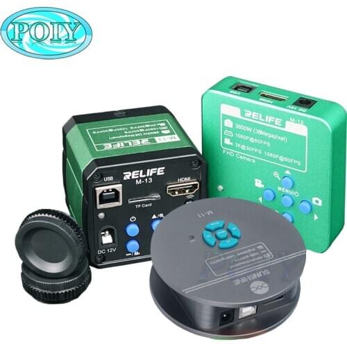 Aluminum Alloy 38/48 Million Pixels HDMI Trinocular Microscope Camera for Phone PCB CPU Micro Repair RELIFE M-12 M-13 M-11