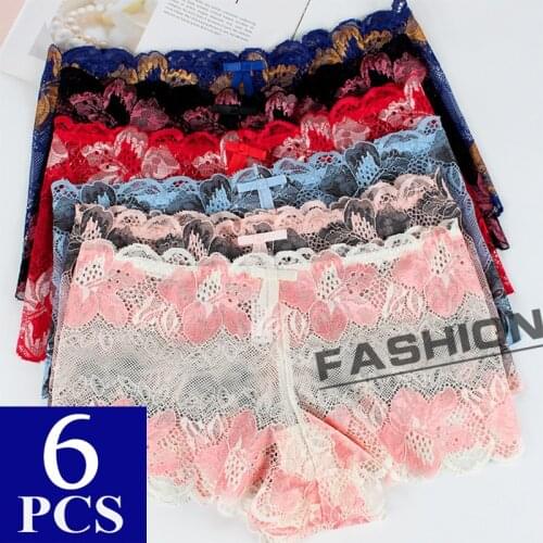 6pcs Sexy Lace Panties Women Hollow Out Underwear Brifs Femme Lingerie Transparent Underpants Fashion Panties Briefs 4XL