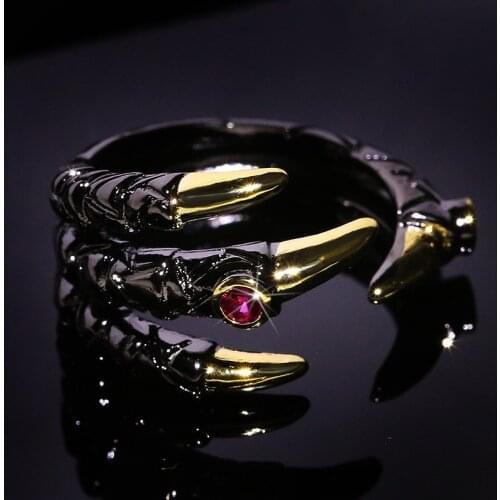 Vintage Black Punk Gothic Dragon Paw for Women Adjustable Wedding Engagement Ring for Women Fashion Jewelry 2020