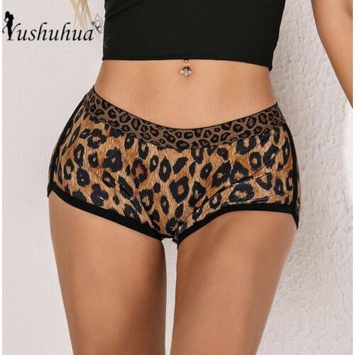 Womens Active Fitness Jogger Sports Shorts Low Waist Running Workout Shorts Gym Sexy Leopard print Athletic Shorts Leggings