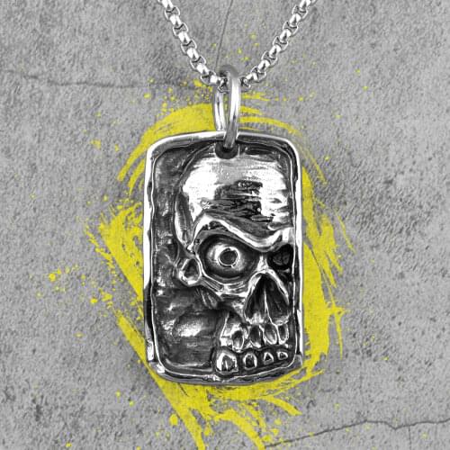 Skull Tag Token Long Men Necklaces Pendants Chain Punk for Boyfriend Male Stainless Steel Jewelry Creativity Gift Wholesale