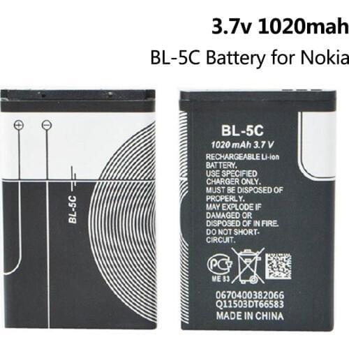 1-10pcs 1020mAh BL 5C BL-5C Phone Battery Replacement for Nokia 6230 6330 6263 6267 6270 6555 6300 C2-01 Mobile Phone Batteries