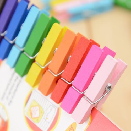 100pcs Random Mini Colored Spring Wood Clips Clothes Photo Paper Peg Pin Clothespin Craft Clips Party Decoration