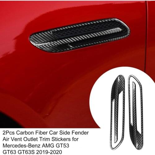 2Pcs Carbon Fiber Car Side Fender Air Vent Outlet Trim Stickers for Mercedes-Benz AMG GT53 GT63 GT63S 2019-2020
