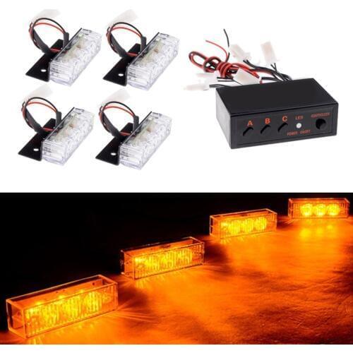 4x3 LED Car Grille Light Front Bumper Blink Grill Light Police Firefighter led Strobe Flash Warning Emergency lamp