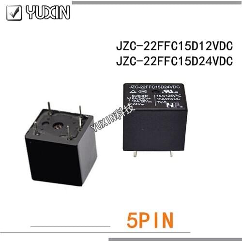 5PCS/LOT 100%Original&New Relay JZC-22FFC15D12VDC JZC-22FFC15D24VDC JZC 22FFC15D12VDC 5PINS 10A 12V 24V