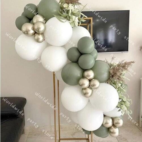 50pcs Balloons Garland Kit Birthday Retro Dusty green Balloon Arch Chrome Gold white Globos Baby Shower Wedding Party Decor