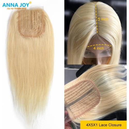T Shape Blonde Lace Closure Brazilian Hair Straight Bundles 1/3/4 Bundle Deals 100% Human Hair For Woman Remy Hair Extension