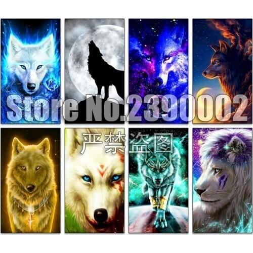 5d Diy Diamond Painting Cross Stitch Diamond Embroidery Diamond Mosaic Moon wolf Full Rhinestone Gifts Handmade Wall Stickers