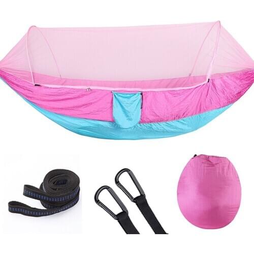 Automatic Quick Opening Hammock Outdoor Anti-mosquito Multifunctional Hammock with Mosquito Net Pink 1 - 2 Person Tent