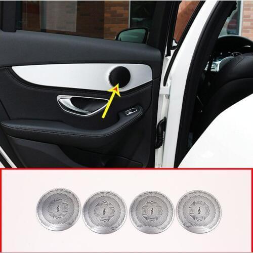 Stainless steel Car Audio Speaker Door Loudspeaker Trim Sticker For Mercedes Benz GLC 2016 E class benz W213 C class W205