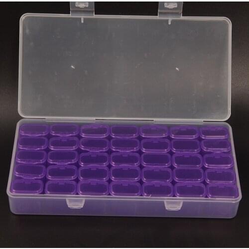 35Grids with funnel storage box diamond storage accessories box diamond painting cross stitch resin rhinestone beads container