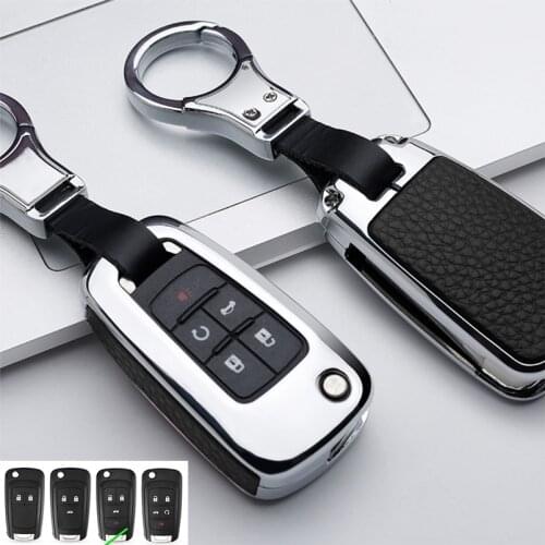 Zinc Alloy Real Leather Car Smart Remote Key Fob Case Cover Holder Shell For Buick Chevorlet LaCrosse Camaro Chevy Accessories
