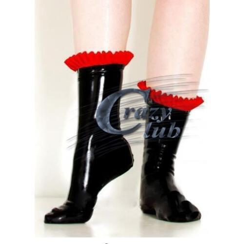 Crazy club_Hot Latex Rubber Short Sock Rubber Frill Socks Ruffle Socks