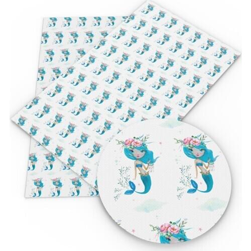 David accessories 20*33cm Flower Printed Synthetic Leather Fabric DIY Bow Bag Shoes Faux Leather Fabric Sheets,1Yc10762